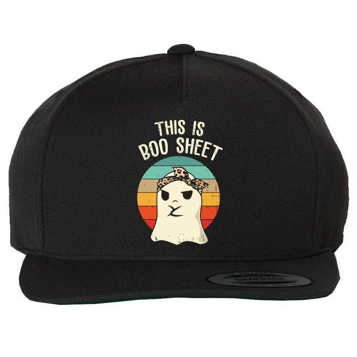 This Is Boo Sheet Ghost Retro Ghost Halloween Leopard Women Wool Snapback Cap