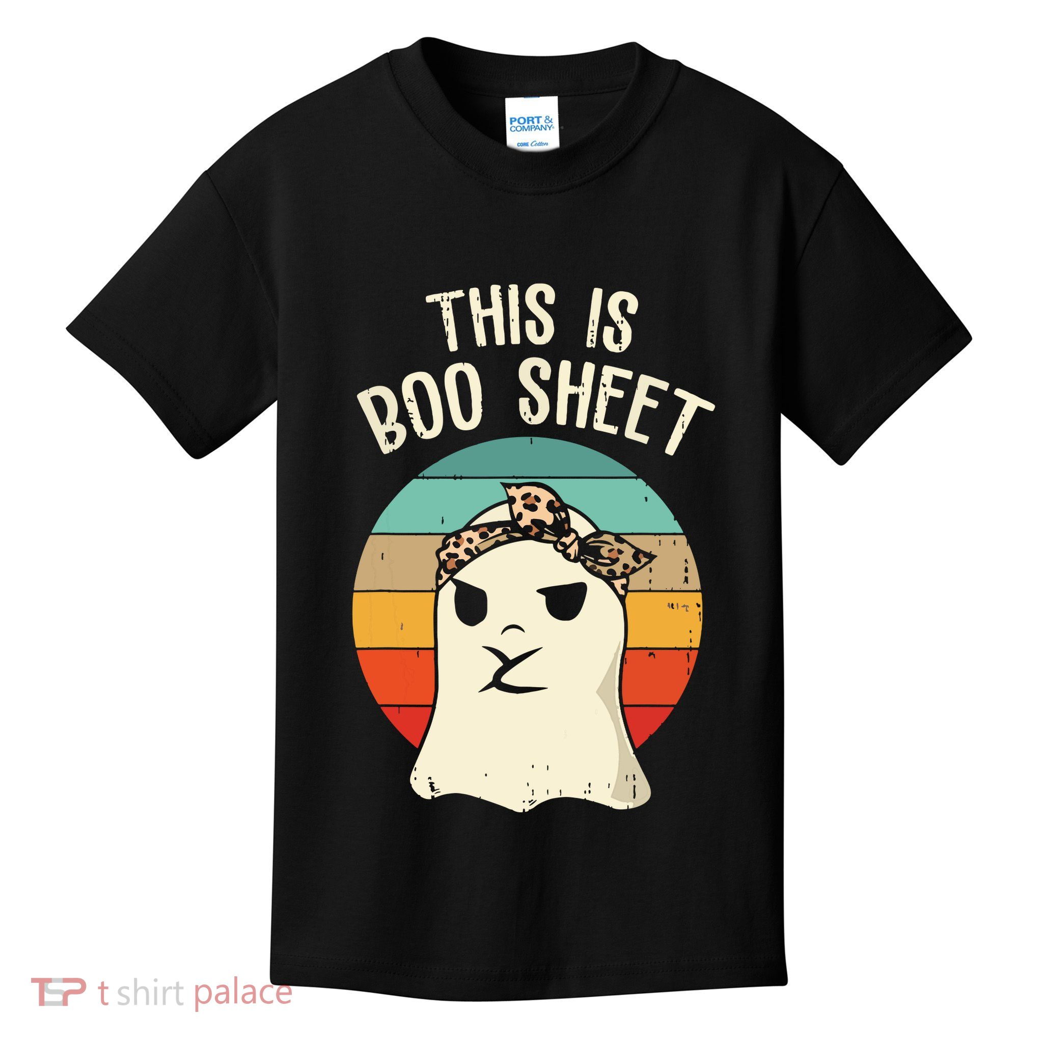 This Is Boo Sheet Ghost Retro Ghost Halloween Leopard Women Kids T-Shirt