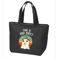 This Is Boo Sheet Ghost Retro Ghost Halloween Leopard Women Zip Tote Bag