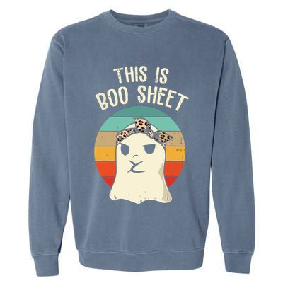This Is Boo Sheet Ghost Retro Ghost Halloween Leopard Women Garment-Dyed Sweatshirt