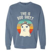 This Is Boo Sheet Ghost Retro Ghost Halloween Leopard Women Garment-Dyed Sweatshirt
