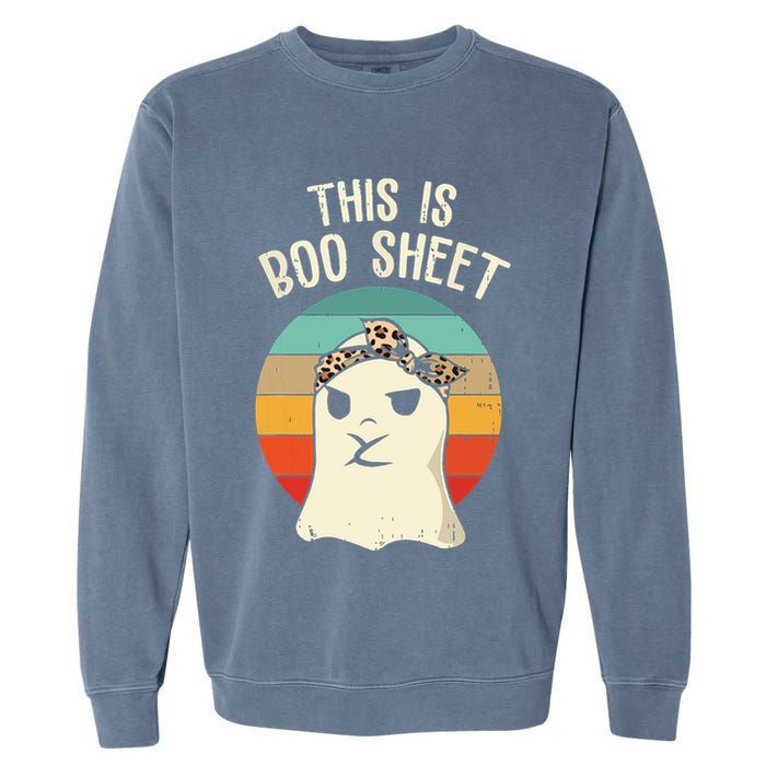 This Is Boo Sheet Ghost Retro Ghost Halloween Leopard Women Garment-Dyed Sweatshirt