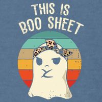 This Is Boo Sheet Ghost Retro Ghost Halloween Leopard Women Garment-Dyed Sweatshirt