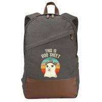 This Is Boo Sheet Ghost Retro Ghost Halloween Leopard Women Cotton Canvas Backpack