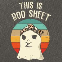 This Is Boo Sheet Ghost Retro Ghost Halloween Leopard Women Cotton Canvas Backpack