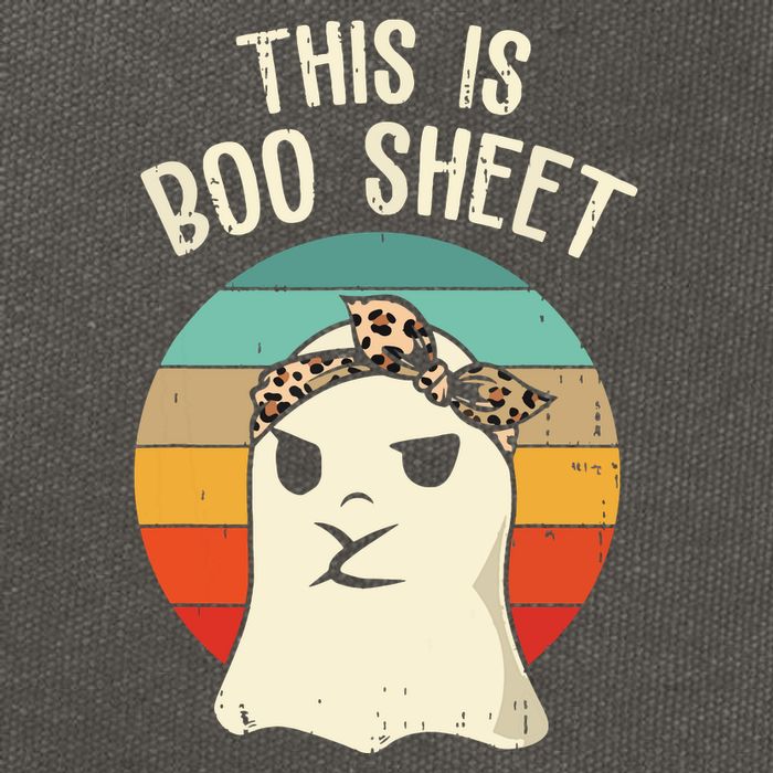 This Is Boo Sheet Ghost Retro Ghost Halloween Leopard Women Cotton Canvas Backpack