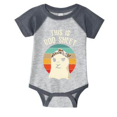 This Is Boo Sheet Ghost Retro Ghost Halloween Leopard Women Infant Baby Jersey Bodysuit