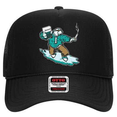 Thegoodshirts Icee Bear Smoking High Crown Mesh Back Trucker Hat