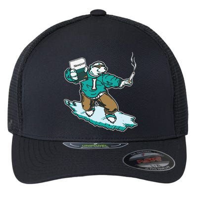 Thegoodshirts Icee Bear Smoking Flexfit Unipanel Trucker Cap