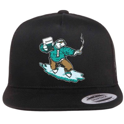 Thegoodshirts Icee Bear Smoking Flat Bill Trucker Hat