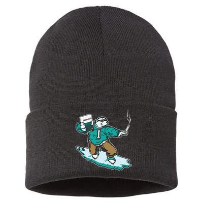 Thegoodshirts Icee Bear Smoking Sustainable Knit Beanie