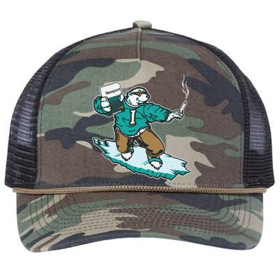 Thegoodshirts Icee Bear Smoking Retro Rope Trucker Hat Cap