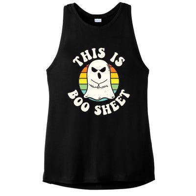 This Is Boo Sheet Ghost Retro Halloween Costume Ladies PosiCharge Tri-Blend Wicking Tank