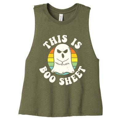 This Is Boo Sheet Ghost Retro Halloween Costume Women's Racerback Cropped Tank