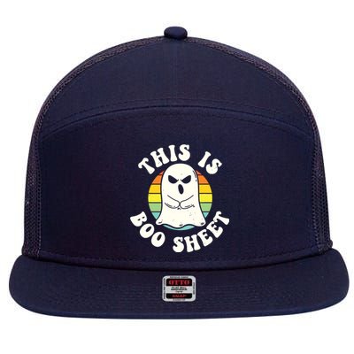 This Is Boo Sheet Ghost Retro Halloween Costume 7 Panel Mesh Trucker Snapback Hat