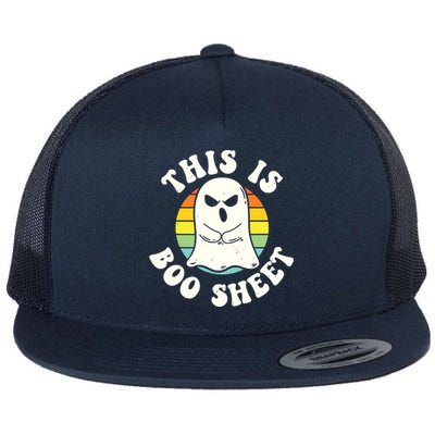 This Is Boo Sheet Ghost Retro Halloween Costume Flat Bill Trucker Hat