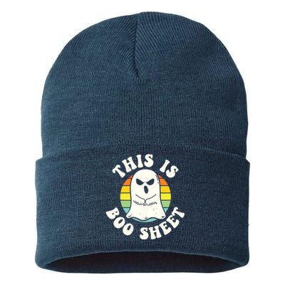 This Is Boo Sheet Ghost Retro Halloween Costume Sustainable Knit Beanie