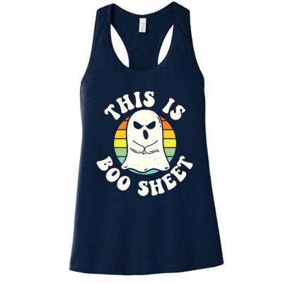 This Is Boo Sheet Ghost Retro Halloween Costume Women's Racerback Tank