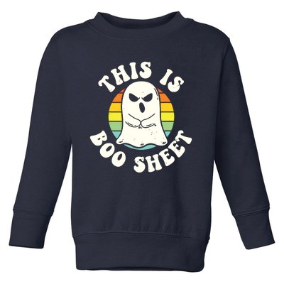 This Is Boo Sheet Ghost Retro Halloween Costume Toddler Sweatshirt