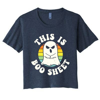 This Is Boo Sheet Ghost Retro Halloween Costume Women's Crop Top Tee