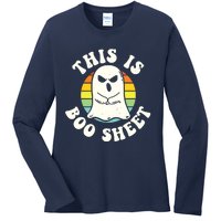 This Is Boo Sheet Ghost Retro Halloween Costume Ladies Long Sleeve Shirt