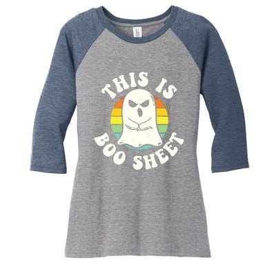 This Is Boo Sheet Ghost Retro Halloween Costume Women's Tri-Blend 3/4-Sleeve Raglan Shirt