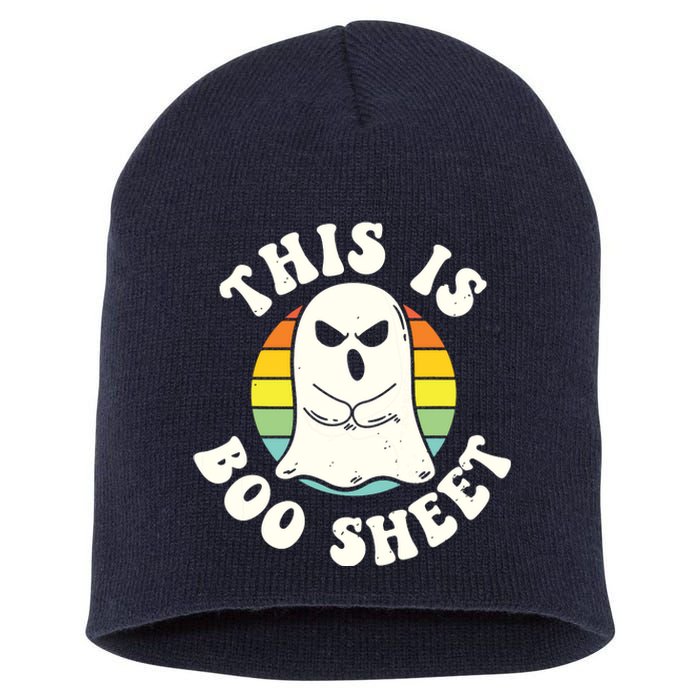 This Is Boo Sheet Ghost Retro Halloween Costume Short Acrylic Beanie