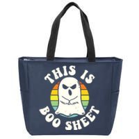 This Is Boo Sheet Ghost Retro Halloween Costume Zip Tote Bag