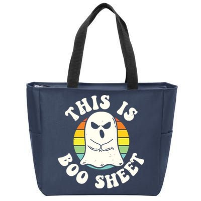 This Is Boo Sheet Ghost Retro Halloween Costume Zip Tote Bag