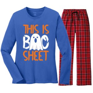 This Is Boo Sheet Funny Halloween Ghost Gift Women's Long Sleeve Flannel Pajama Set 