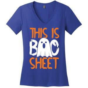 This Is Boo Sheet Funny Halloween Ghost Gift Women's V-Neck T-Shirt