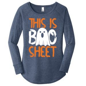 This Is Boo Sheet Funny Halloween Ghost Gift Women's Perfect Tri Tunic Long Sleeve Shirt