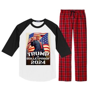 Trump Is Bulletproof Fight! Fight! Fight! 2024 Cute Gift Raglan Sleeve Pajama Set