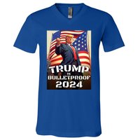 Trump Is Bulletproof Fight! Fight! Fight! 2024 Cute Gift V-Neck T-Shirt