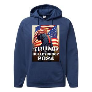 Trump Is Bulletproof Fight! Fight! Fight! 2024 Cute Gift Performance Fleece Hoodie