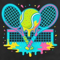 Tennis Ice Cream Drip 7 Panel Mesh Trucker Snapback Hat