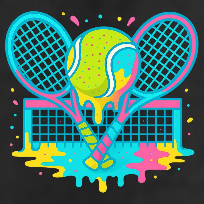 Tennis Ice Cream Drip 7 Panel Mesh Trucker Snapback Hat