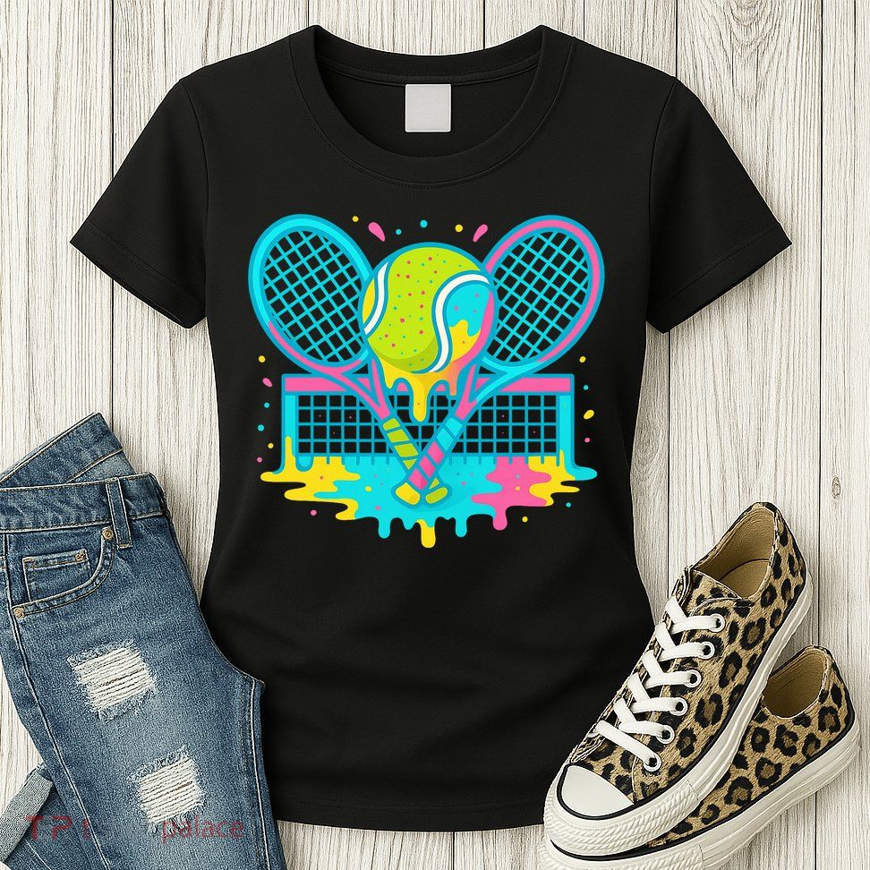 Tennis Ice Cream Drip Womens T-Shirt