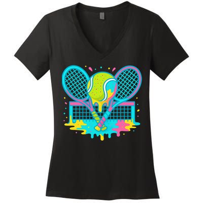 Tennis Ice Cream Drip Women's V-Neck T-Shirt