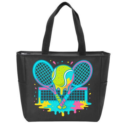 Tennis Ice Cream Drip Zip Tote Bag