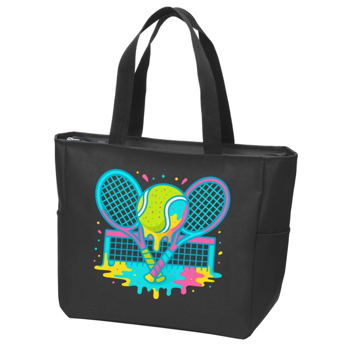 Tennis Ice Cream Drip Zip Tote Bag