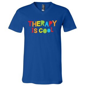 Therapy Is Cool Therapist Tal Health Matters Therapy Crew Gift V-Neck T-Shirt