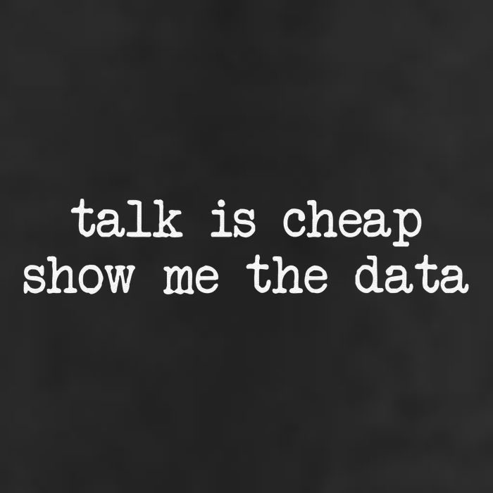 Talk Is Cheap Show Me The Data Funny Data Scientist Analysts 7 Panel Mesh Trucker Snapback Hat