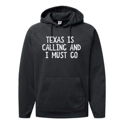 Texas is Calling and I Must Go vintage Home State Performance Fleece Hoodie