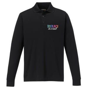 Therapy Is Cool Self Care Mental Health Matters Awareness Performance Long Sleeve Polo