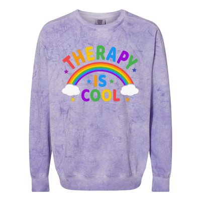 Therapy Is Cool ! End the Stigma Mental Health Awareness Colorblast Crewneck Sweatshirt