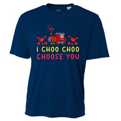 Train I Choo Choo Choose You Valentines Day Hearts Cooling Performance Crew T-Shirt