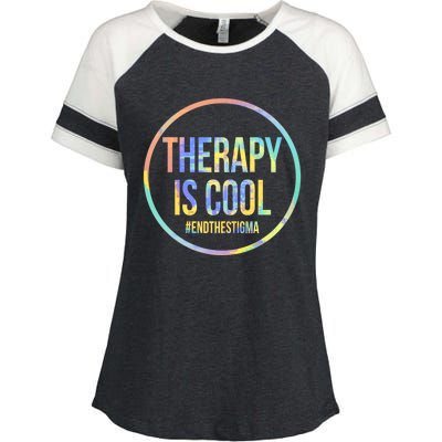 Therapy Is Cool Tal Health Awareness End Stigma Tiedye Gift Enza Ladies Jersey Colorblock Tee