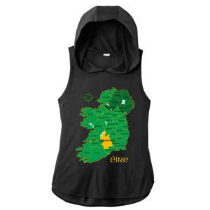 Tipperary Ireland County Map Eire Irish Travel Ladies PosiCharge Tri-Blend Wicking Draft Hoodie Tank