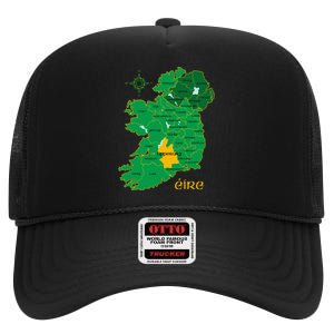 Tipperary Ireland County Map Eire Irish Travel High Crown Mesh Back Trucker Hat